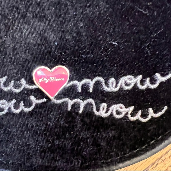 Lily Bloom Cat Face Bag Purse Small Black Pink Velvet Clean RARE Long Strap - Picture 3 of 8